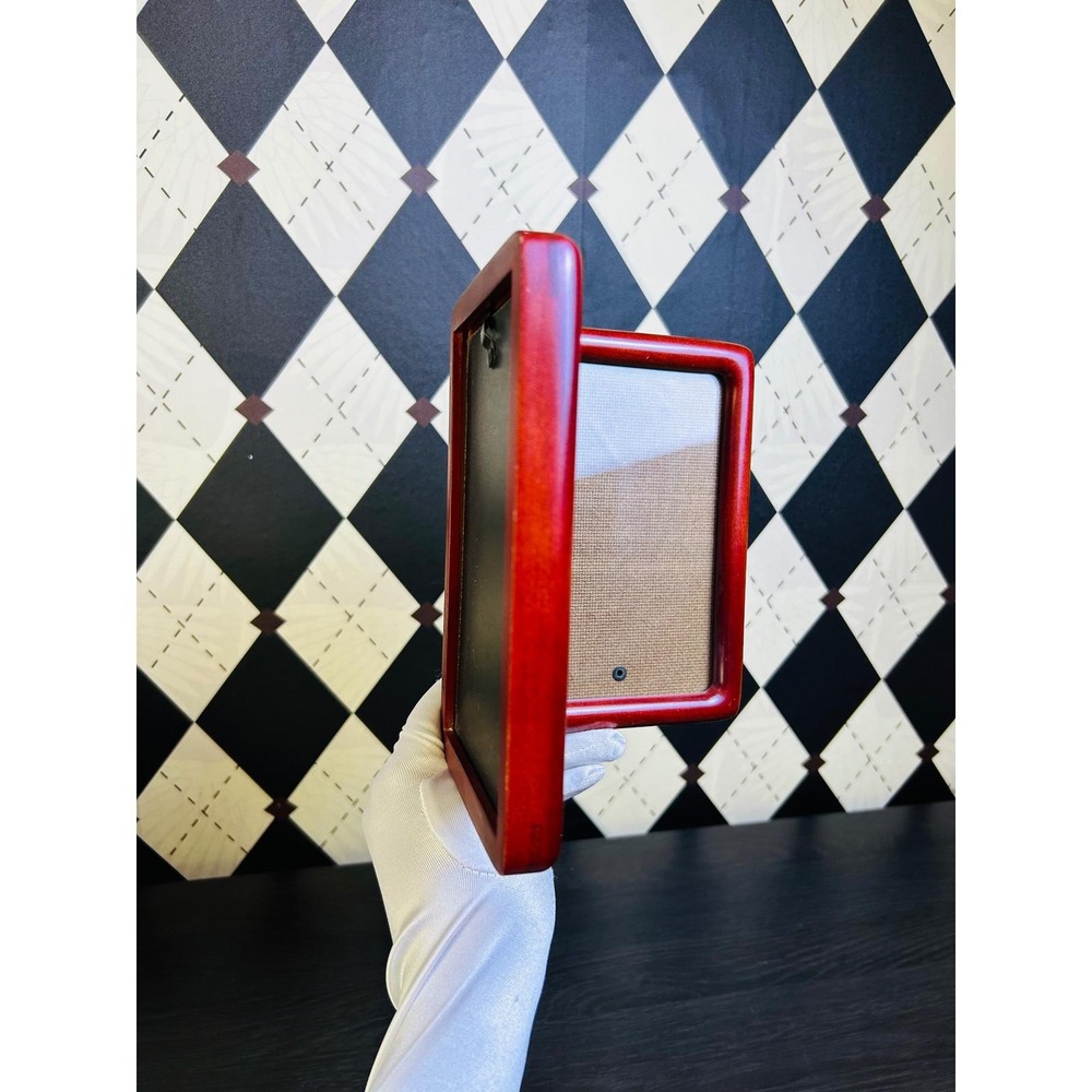 Vintage Bi-Fold, Hinged Teak‎ Wood Double Photo Frame Folding Tabletop Decor - Picture 16 of 17